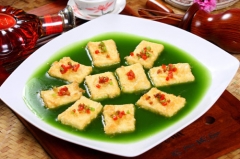 Ham and tofu with tea powder